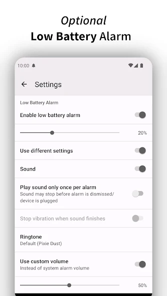 Battery Alarm App