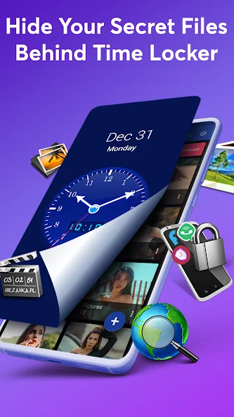 Hide photos, videos, and lock apps behind a functional clock. Protect your files with Time Locker's premium features.
